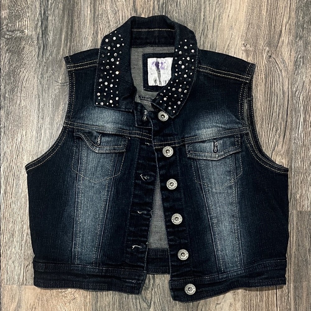 Studded Blue Denim Vest